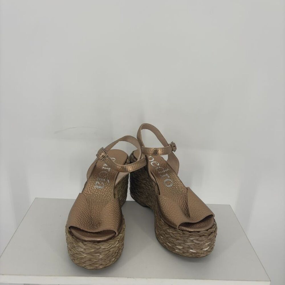 Pedro Garcia Pedro Garcia Bronze Metallic Leather Espadrille Wedge